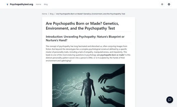 Are Psychopaths Born or Made? Genetics, Environment, and the Psychopathy Test
