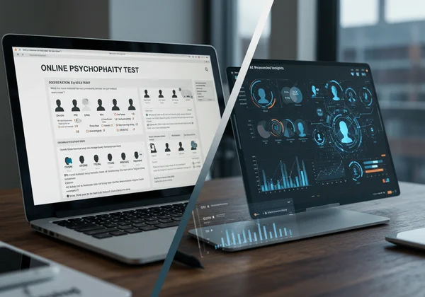 Online psychopathy test and AI insights dashboard