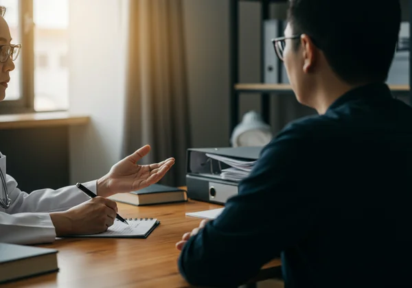 Clinician conducting a detailed psychological assessment