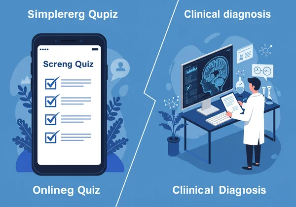 Screening tool vs clinical diagnosis conceptual image.